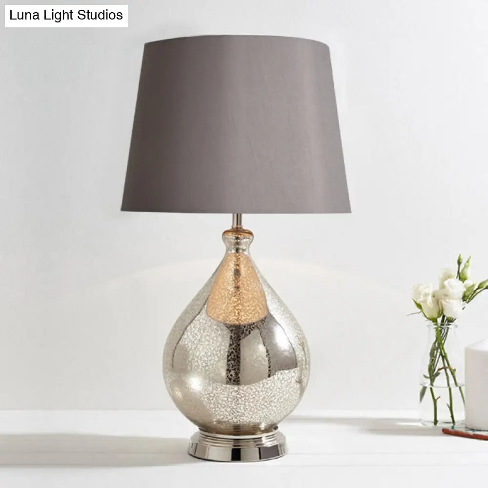 Contemporary Single-Bulb Fabric Empire Shade Table Light for Living Room