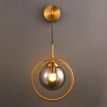 Aplique de pared DecorBites™ contemporáneo de cristal gris humo/transparente/ámbar: Aplique individual con acabado en latón