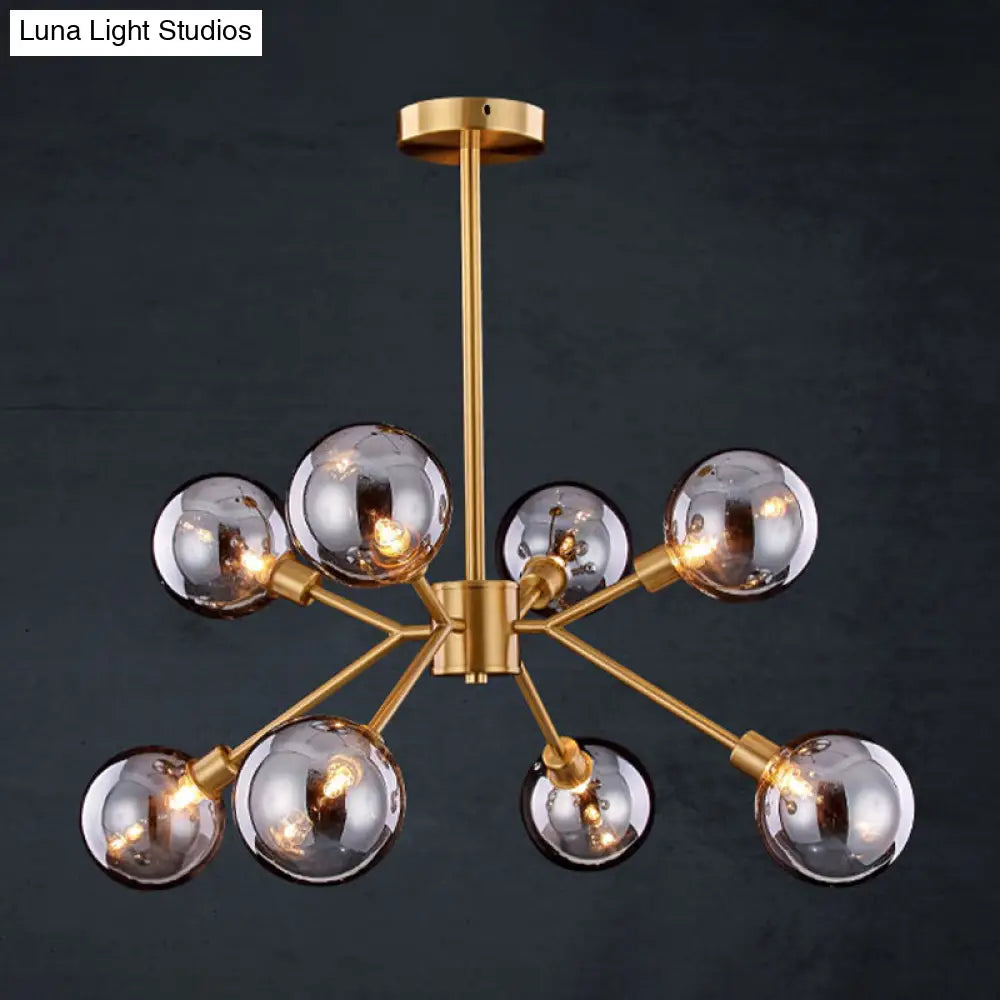 DecorBites™ DecorBites™ Contemporary Smoke Gray Glass Semi Flush Mount Light Fixture, Brass Finish, 6/8 Bulbs