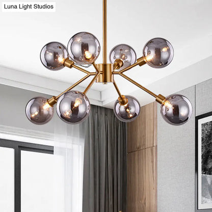 DecorBites™ DecorBites™ Contemporary Smoke Gray Glass Semi Flush Mount Light Fixture, Brass Finish, 6/8 Bulbs