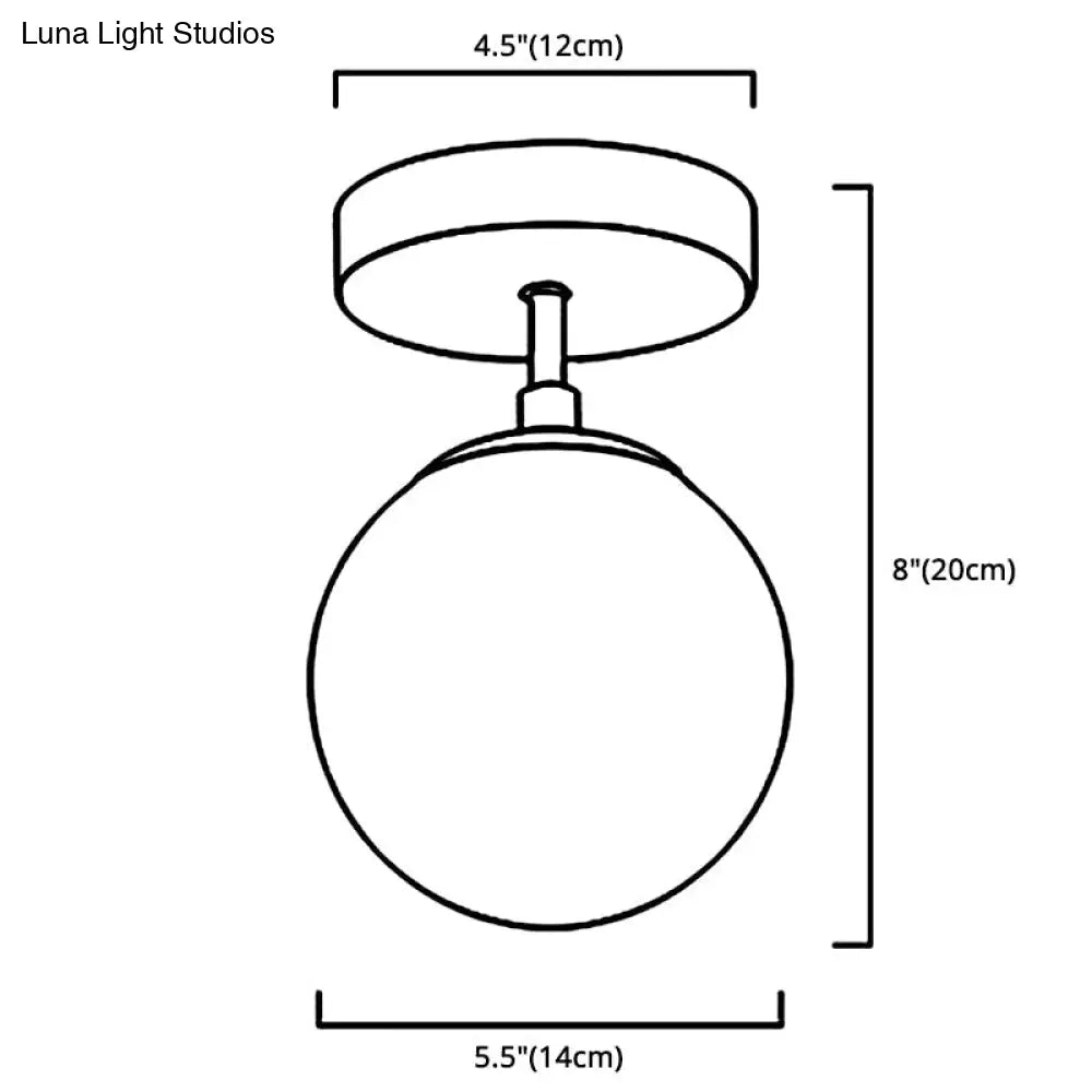 DecorBites™ DecorBites™ Contemporary Sphere Semi Flush Chandelier - 1 Light Frosted Glass Ceiling Fixture for Hallway