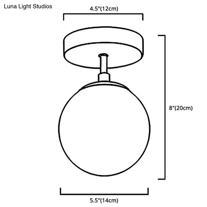 DecorBites™ DecorBites™ Contemporary Sphere Semi Flush Chandelier - 1 Light Frosted Glass Ceiling Fixture for Hallway