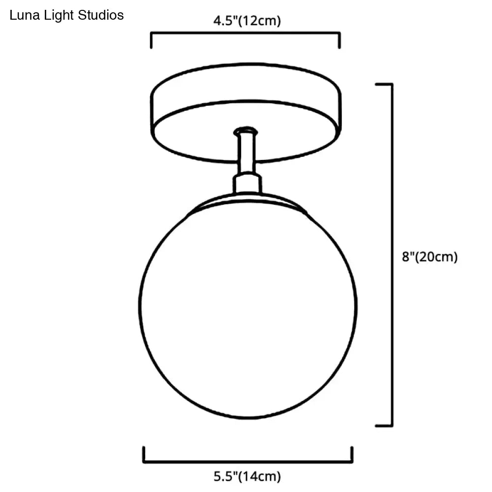 DecorBites™ DecorBites™ Contemporary Sphere Semi Flush Chandelier - 1 Light Frosted Glass Ceiling Fixture for Hallway