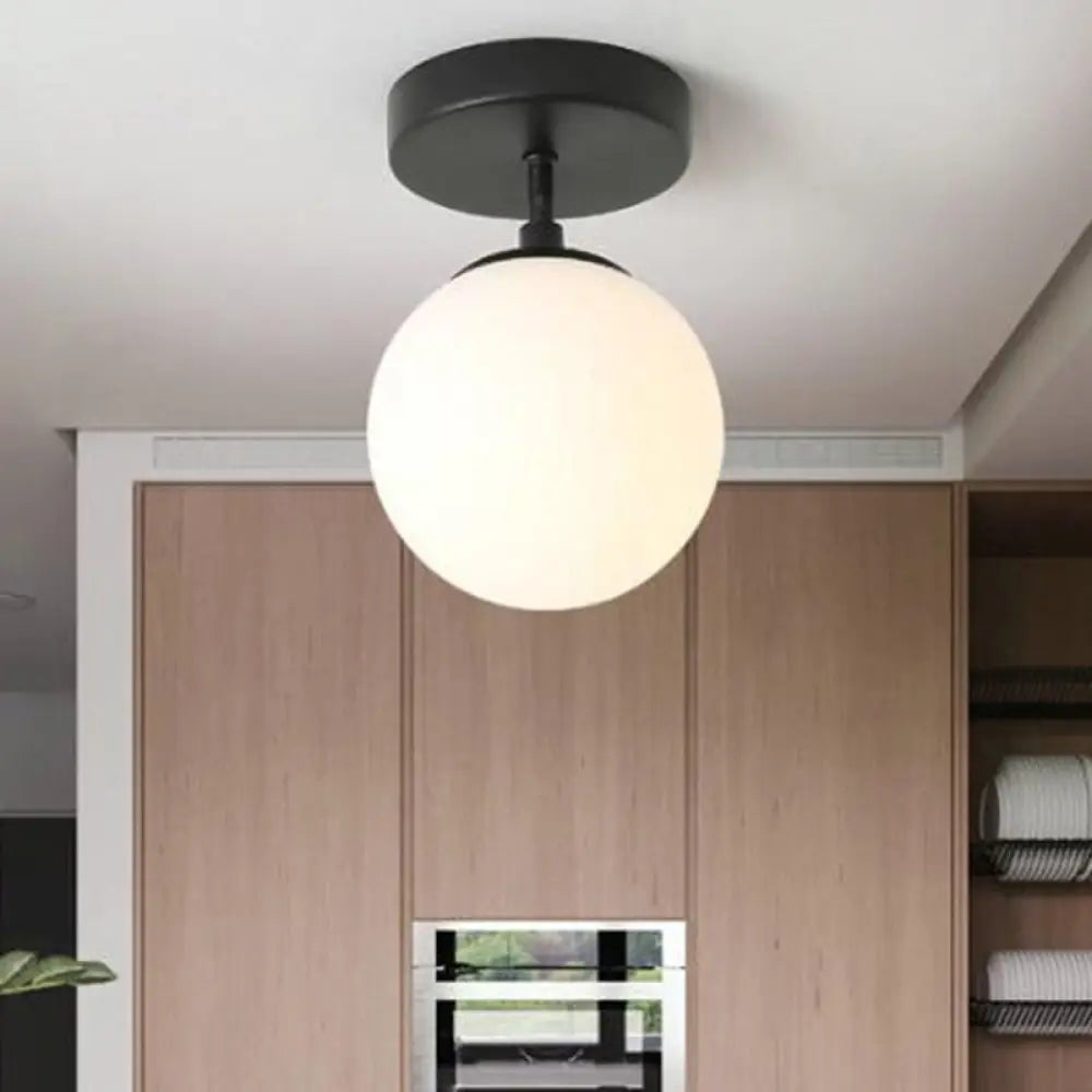 DecorBites™ DecorBites™ Contemporary Sphere Semi Flush Chandelier - 1 Light Frosted Glass Ceiling Fixture for Hallway