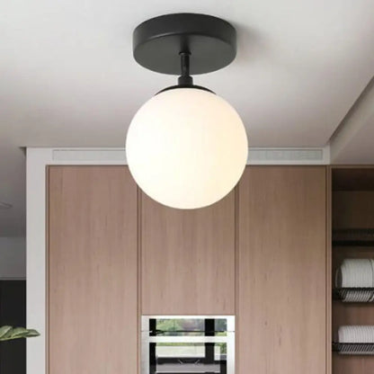 DecorBites™ DecorBites™ Contemporary Sphere Semi Flush Chandelier - 1 Light Frosted Glass Ceiling Fixture for Hallway