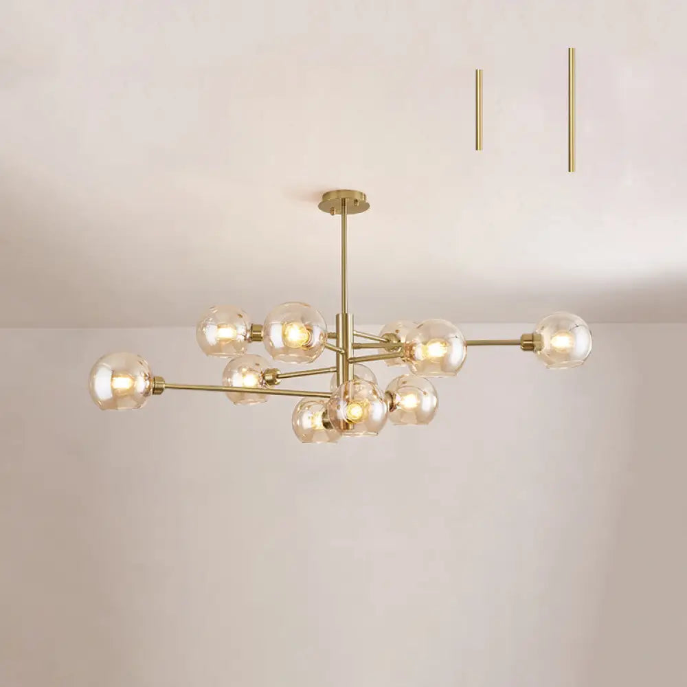 Contemporary Sputnik Chandelier - Glass Living Room Ceiling Light Fixture+