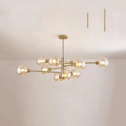 Contemporary Sputnik Chandelier - Glass Living Room Ceiling Light Fixture+