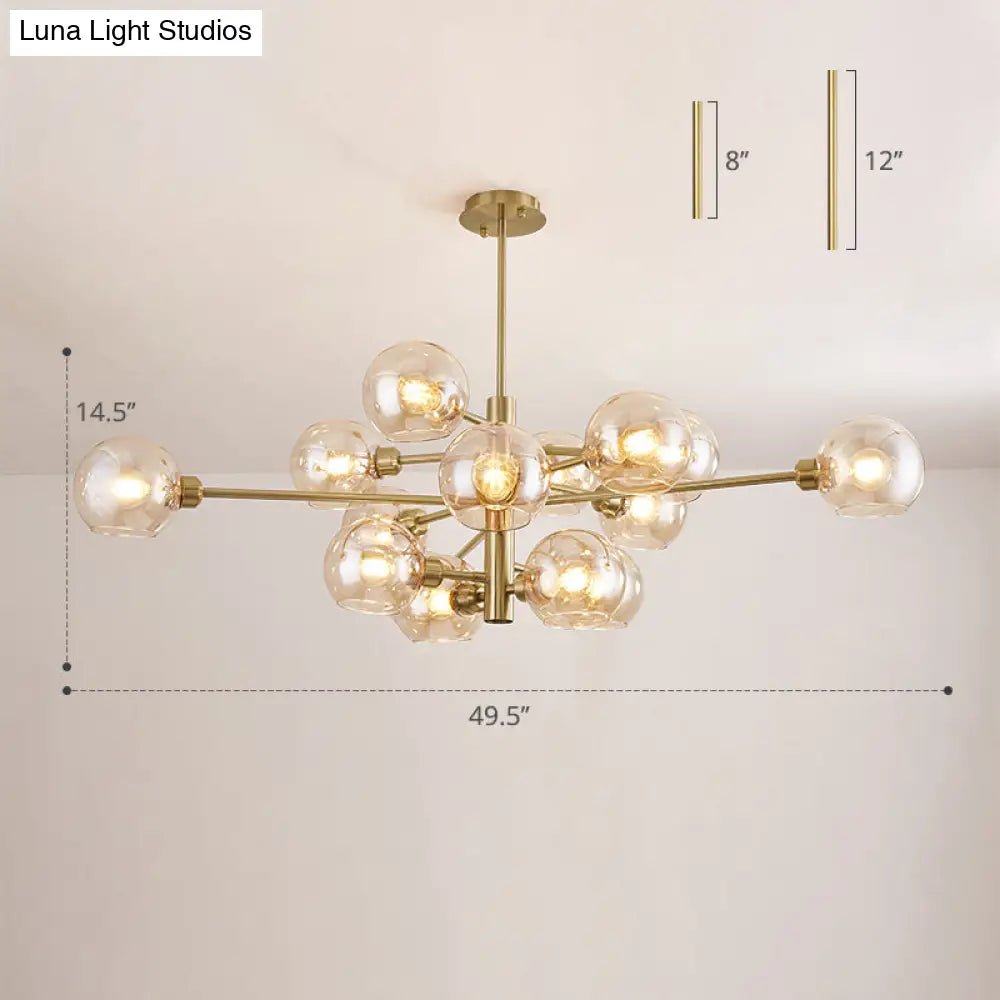 Contemporary Sputnik Chandelier - Glass Living Room Ceiling Light Fixture+