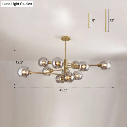 Contemporary Sputnik Chandelier - Glass Living Room Ceiling Light Fixture+