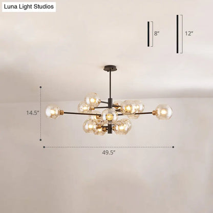 Contemporary Sputnik Chandelier - Glass Living Room Ceiling Light Fixture+