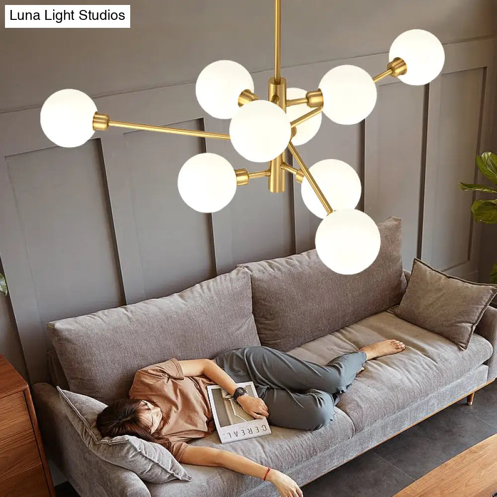 Contemporary Sputnik Chandelier - Glass Living Room Ceiling Light Fixture+