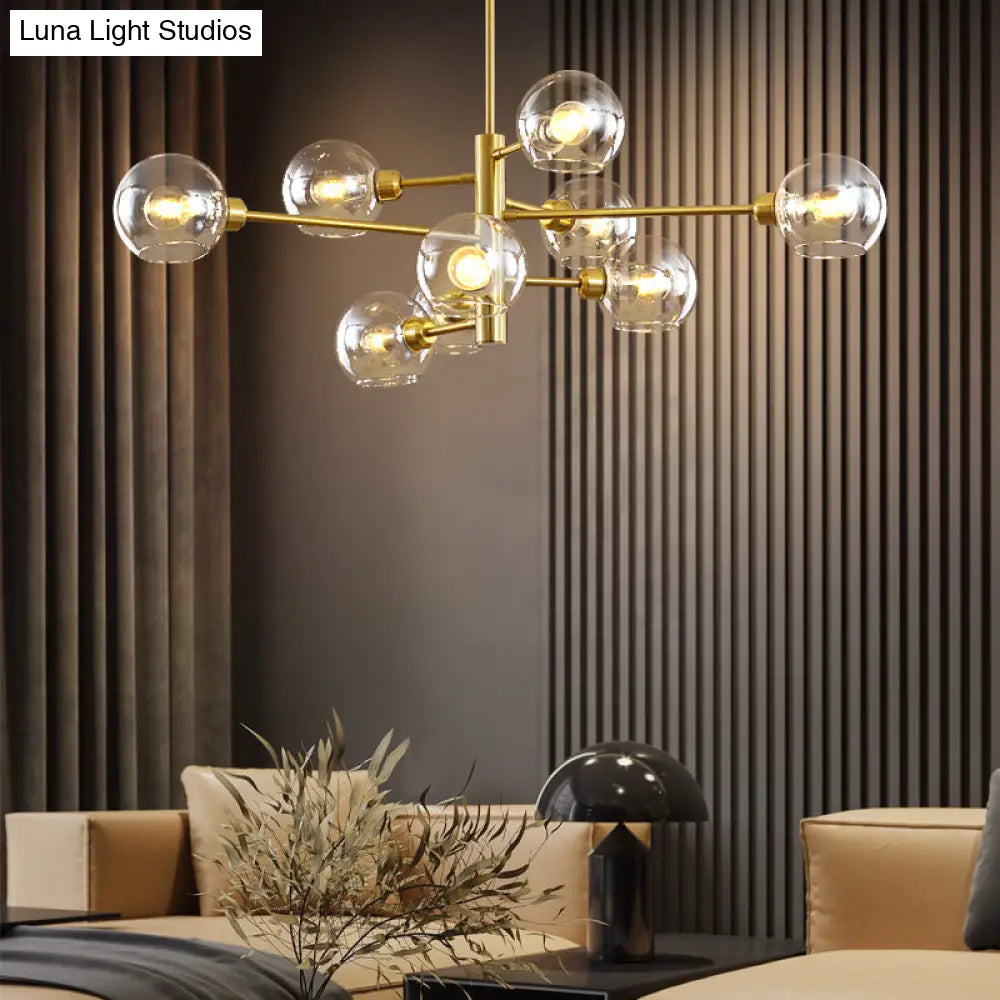 Contemporary Sputnik Chandelier - Glass Living Room Ceiling Light Fixture+