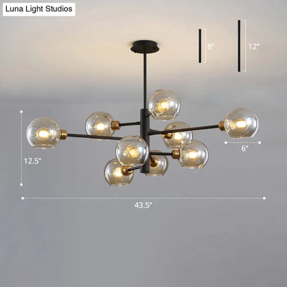 Contemporary Sputnik Chandelier - Glass Living Room Ceiling Light Fixture+