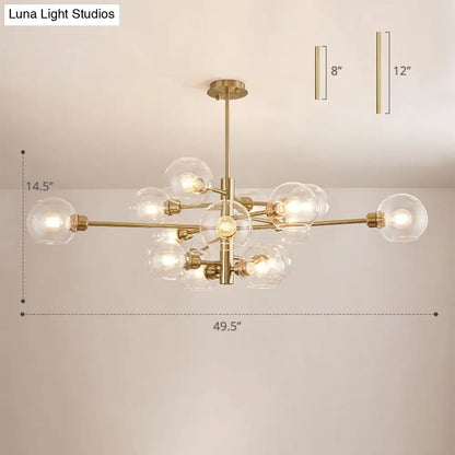 Contemporary Sputnik Chandelier - Glass Living Room Ceiling Light Fixture+