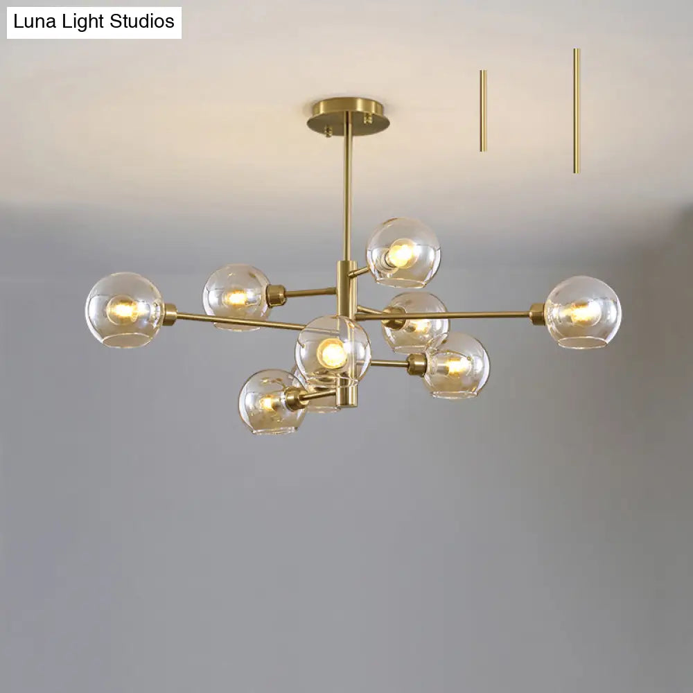 Contemporary Sputnik Chandelier - Glass Living Room Ceiling Light Fixture+