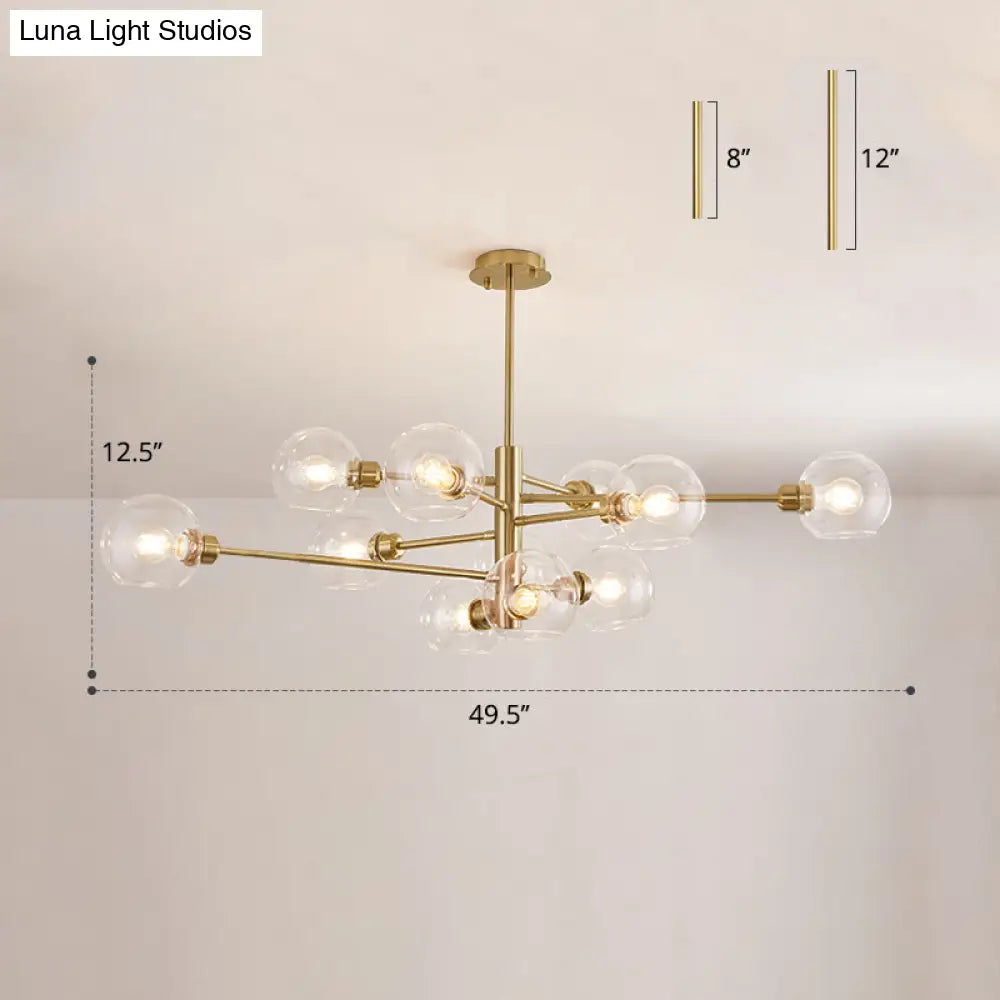 Contemporary Sputnik Chandelier - Glass Living Room Ceiling Light Fixture+