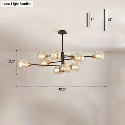 Contemporary Sputnik Chandelier - Glass Living Room Ceiling Light Fixture+