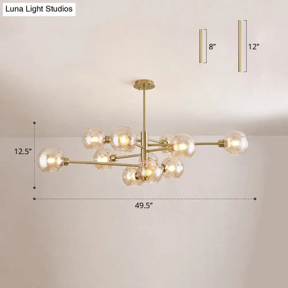 Contemporary Sputnik Chandelier - Glass Living Room Ceiling Light Fixture+