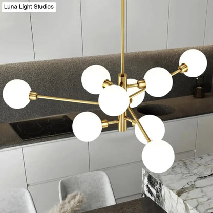 Contemporary Sputnik Chandelier - Glass Living Room Ceiling Light Fixture+