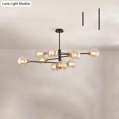 Contemporary Sputnik Chandelier - Glass Living Room Ceiling Light Fixture+