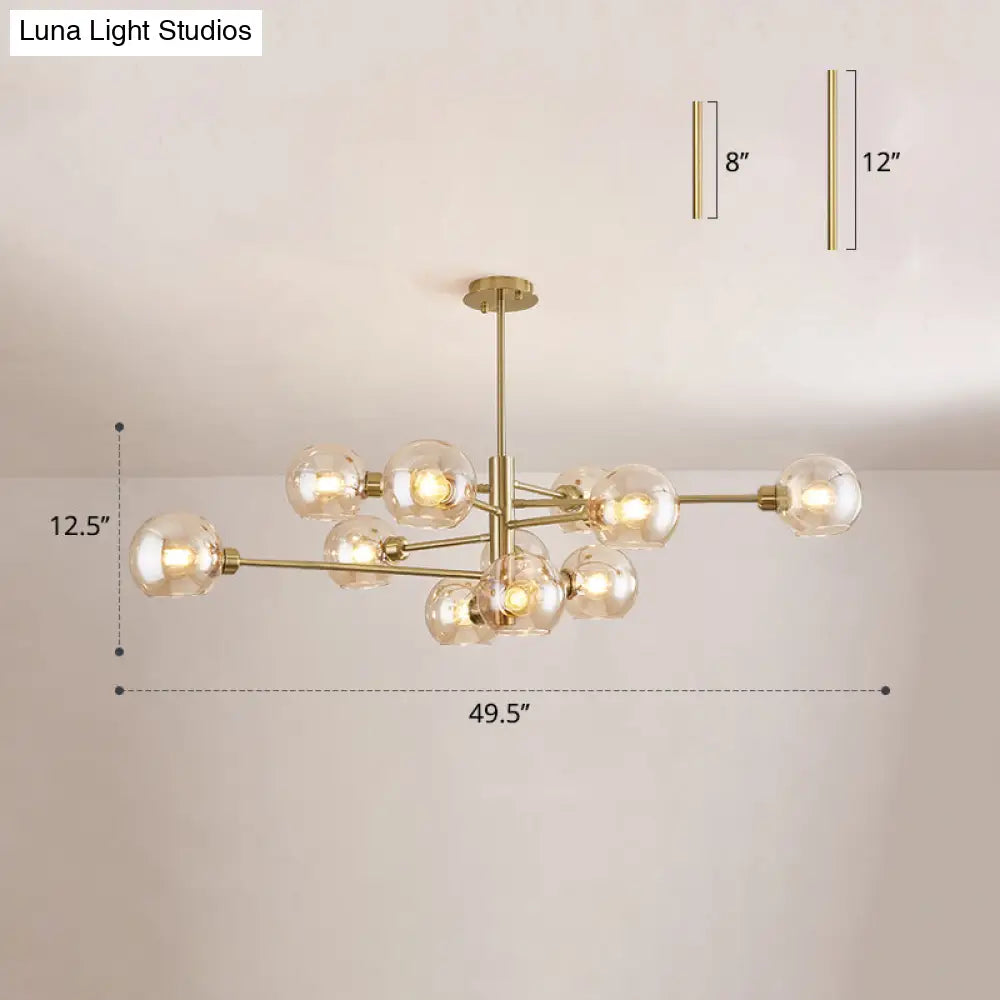 Contemporary Sputnik Chandelier - Glass Living Room Ceiling Light Fixture+