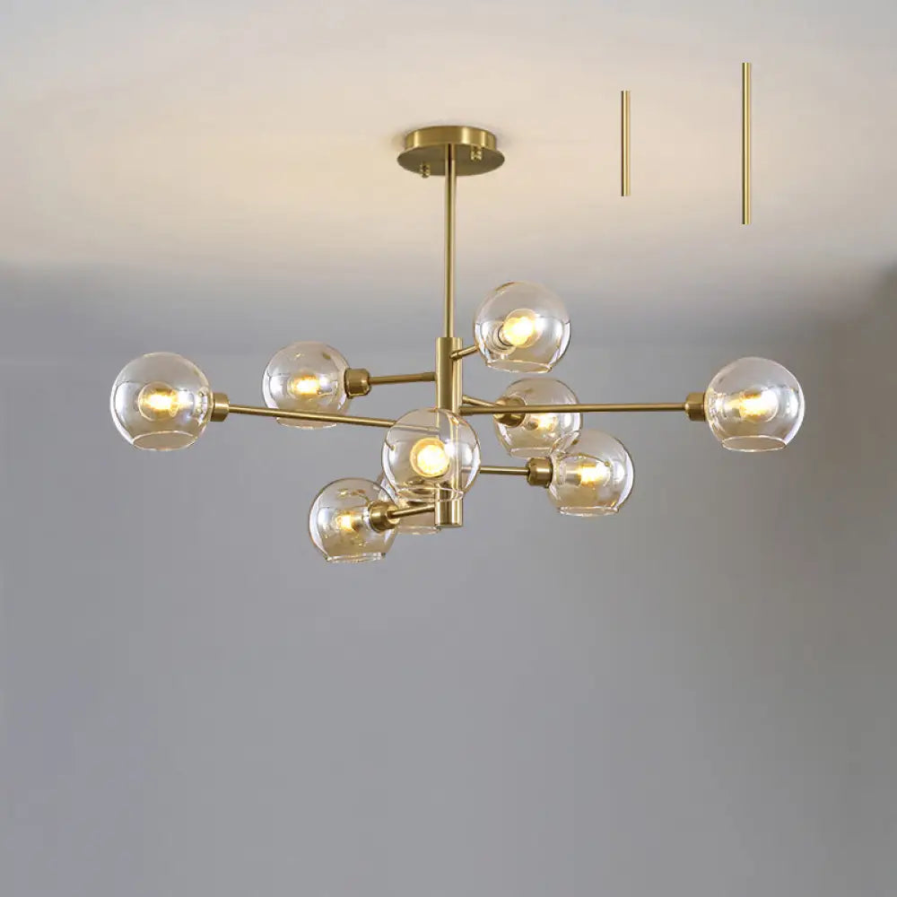 Contemporary Sputnik Chandelier - Glass Living Room Ceiling Light Fixture+