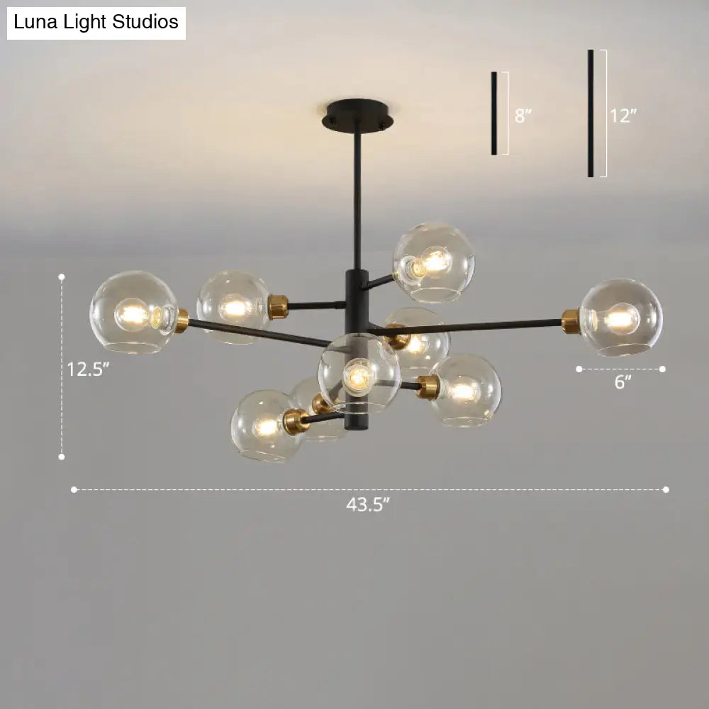 Contemporary Sputnik Chandelier - Glass Living Room Ceiling Light Fixture+