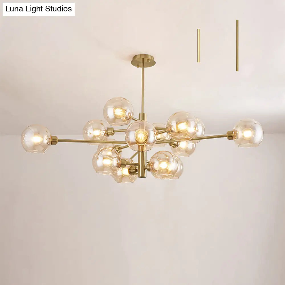 Contemporary Sputnik Chandelier - Glass Living Room Ceiling Light Fixture+