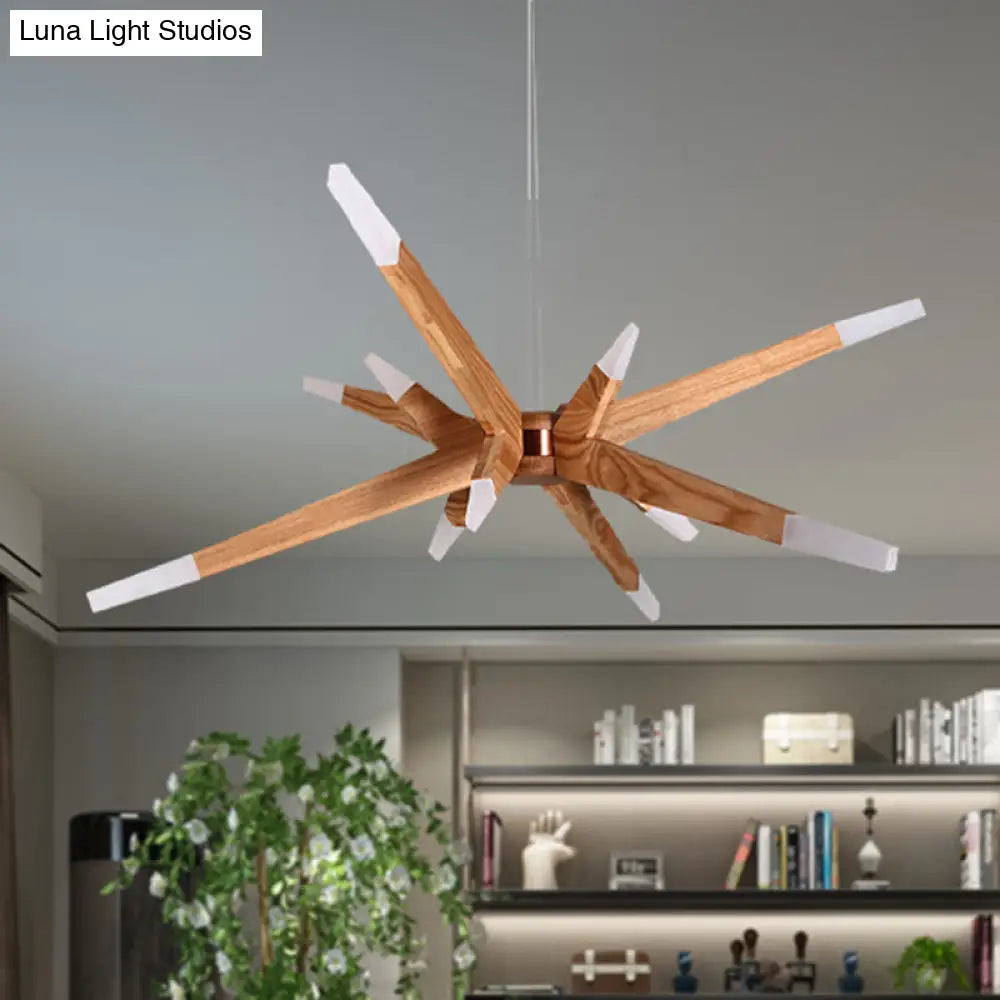 Lámpara colgante de techo DecorBites™ Sputnik contemporánea con 12 luces LED acrílicas y pantalla de madera