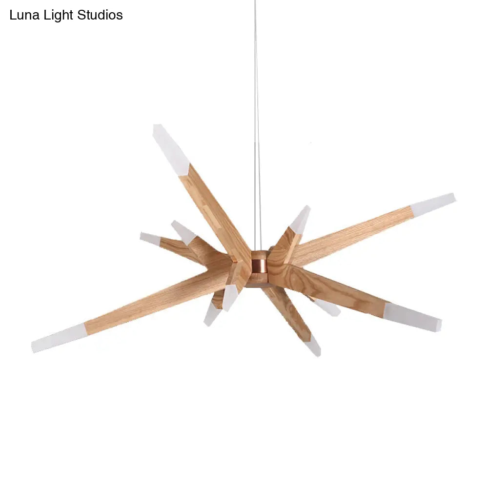Lámpara colgante de techo DecorBites™ Sputnik contemporánea con 12 luces LED acrílicas y pantalla de madera