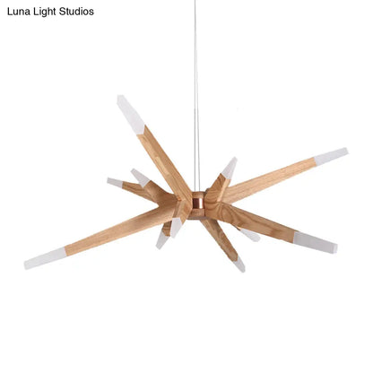 Lámpara colgante de techo DecorBites™ Sputnik contemporánea con 12 luces LED acrílicas y pantalla de madera