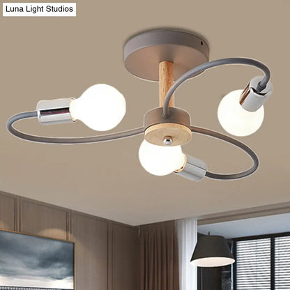 DecorBites™ DecorBites™ Contemporary Sputnik Semi Flush Lamp with Curved Arm - 3/6/8 Lights, Grey/Green, Metal Finish