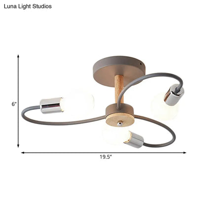 DecorBites™ DecorBites™ Contemporary Sputnik Semi Flush Lamp with Curved Arm - 3/6/8 Lights, Grey/Green, Metal Finish