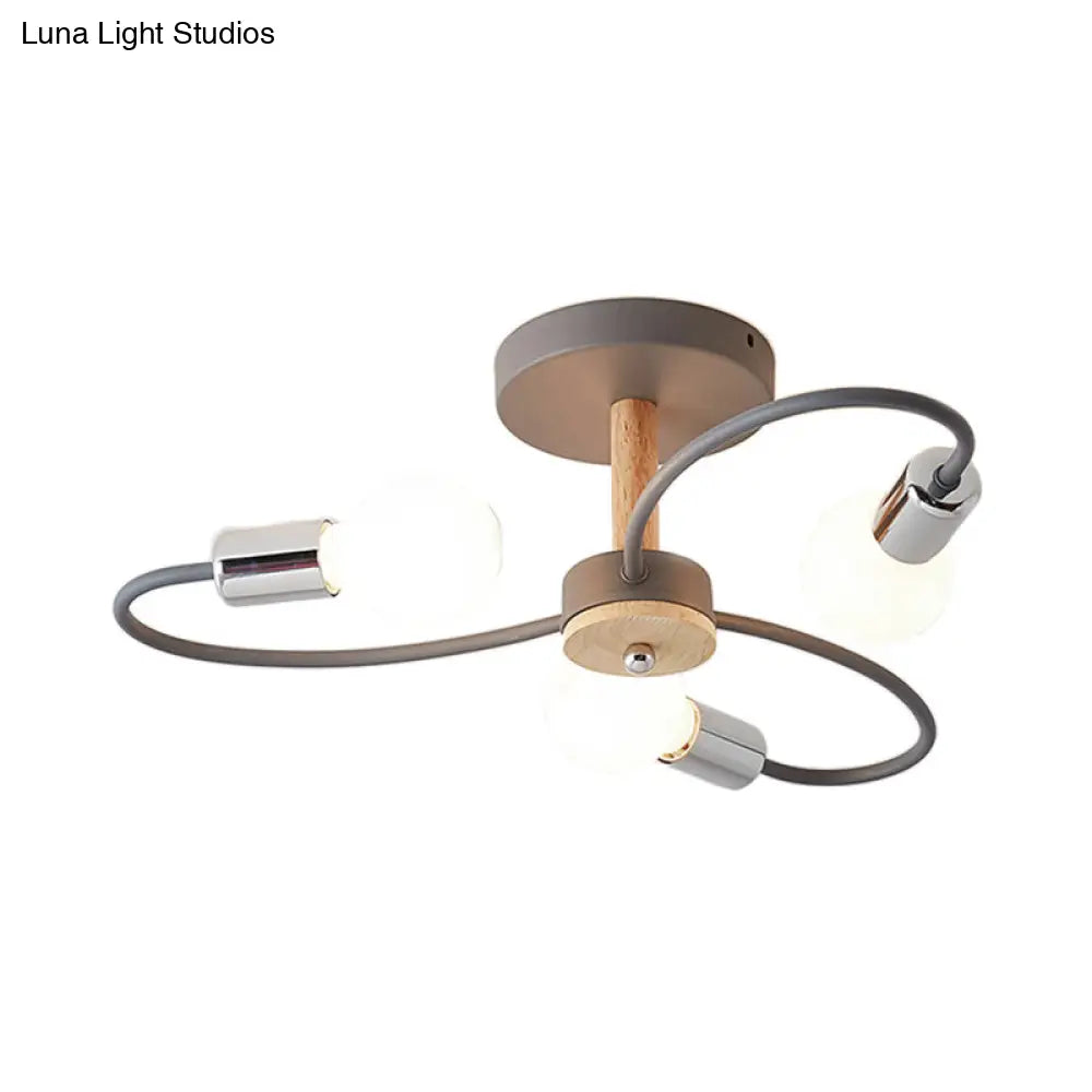 DecorBites™ DecorBites™ Contemporary Sputnik Semi Flush Lamp with Curved Arm - 3/6/8 Lights, Grey/Green, Metal Finish