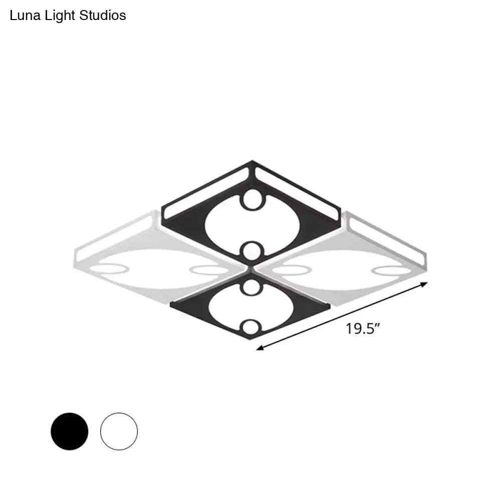 DecorBites™ Contemporary Square Ceiling Mounted Light with Oval Pattern, 19.5"/23.5" W LED Flush Mount Lamp