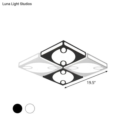 DecorBites™ Contemporary Square Ceiling Mounted Light with Oval Pattern, 19.5"/23.5" W LED Flush Mount Lamp