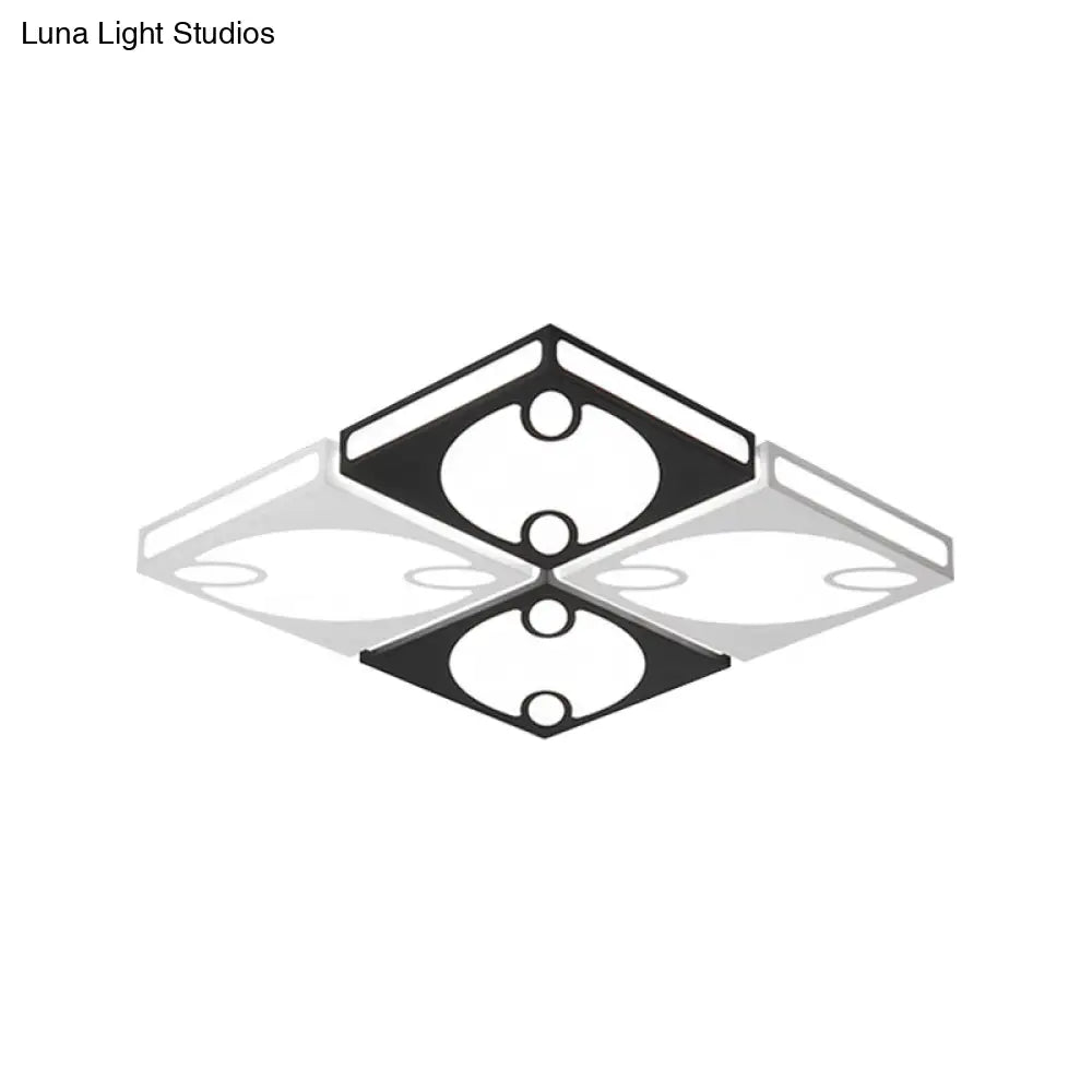 DecorBites™ Contemporary Square Ceiling Mounted Light with Oval Pattern, 19.5"/23.5" W LED Flush Mount Lamp