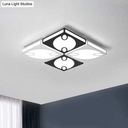DecorBites™ Contemporary Square Ceiling Mounted Light with Oval Pattern, 19.5"/23.5" W LED Flush Mount Lamp