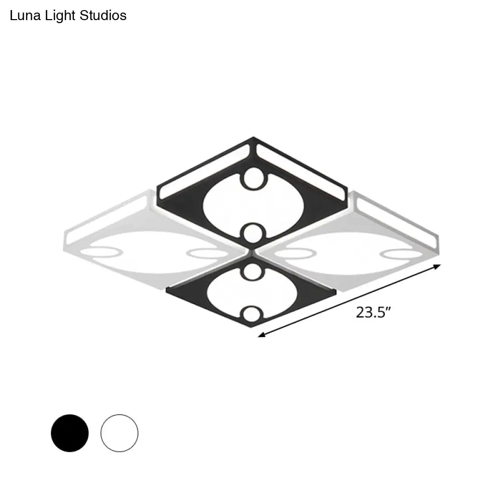 DecorBites™ Contemporary Square Ceiling Mounted Light with Oval Pattern, 19.5"/23.5" W LED Flush Mount Lamp