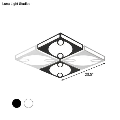 DecorBites™ Contemporary Square Ceiling Mounted Light with Oval Pattern, 19.5"/23.5" W LED Flush Mount Lamp