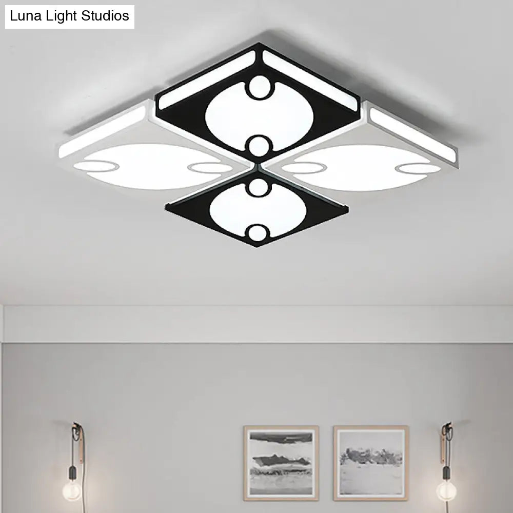 DecorBites™ Contemporary Square Ceiling Mounted Light with Oval Pattern, 19.5"/23.5" W LED Flush Mount Lamp