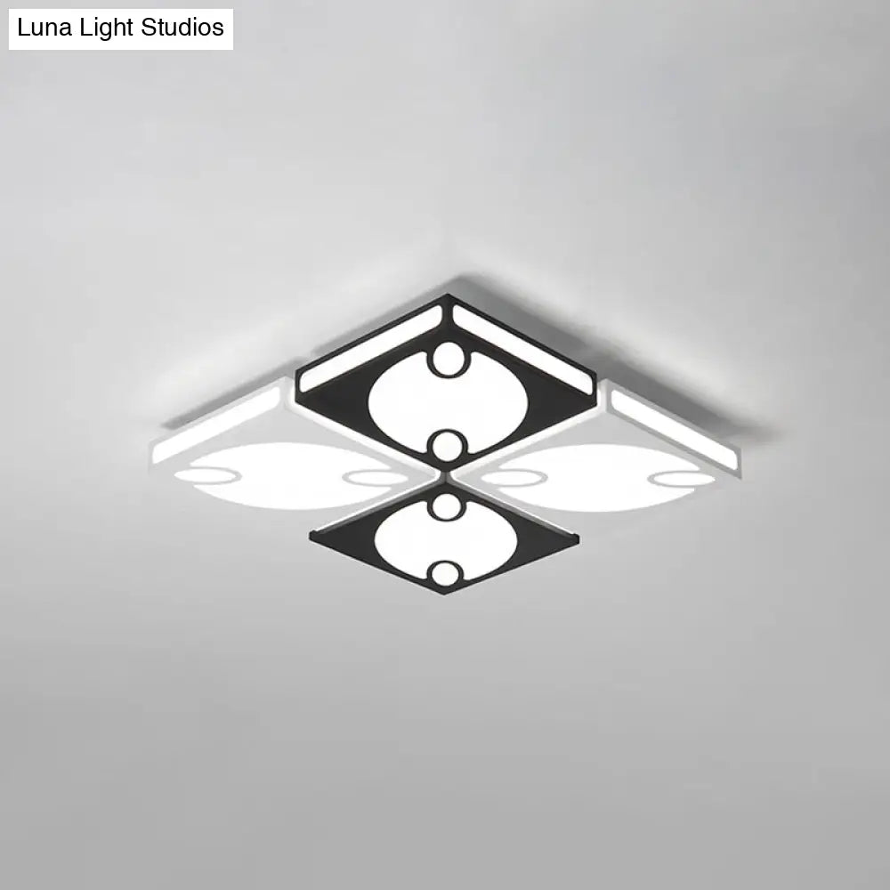 DecorBites™ Contemporary Square Ceiling Mounted Light with Oval Pattern, 19.5"/23.5" W LED Flush Mount Lamp