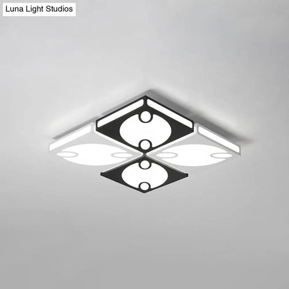 DecorBites™ Contemporary Square Ceiling Mounted Light with Oval Pattern, 19.5"/23.5" W LED Flush Mount Lamp