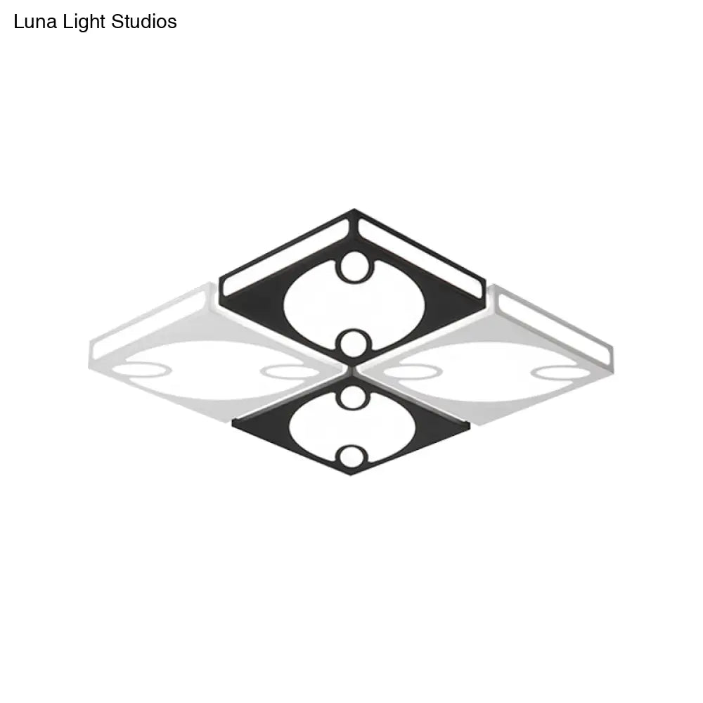 DecorBites™ Contemporary Square Ceiling Mounted Light with Oval Pattern, 19.5"/23.5" W LED Flush Mount Lamp