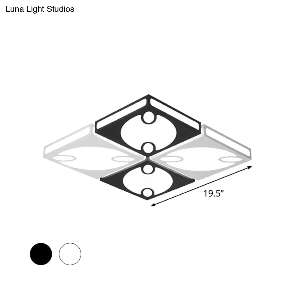DecorBites™ Contemporary Square Ceiling Mounted Light with Oval Pattern, 19.5"/23.5" W LED Flush Mount Lamp