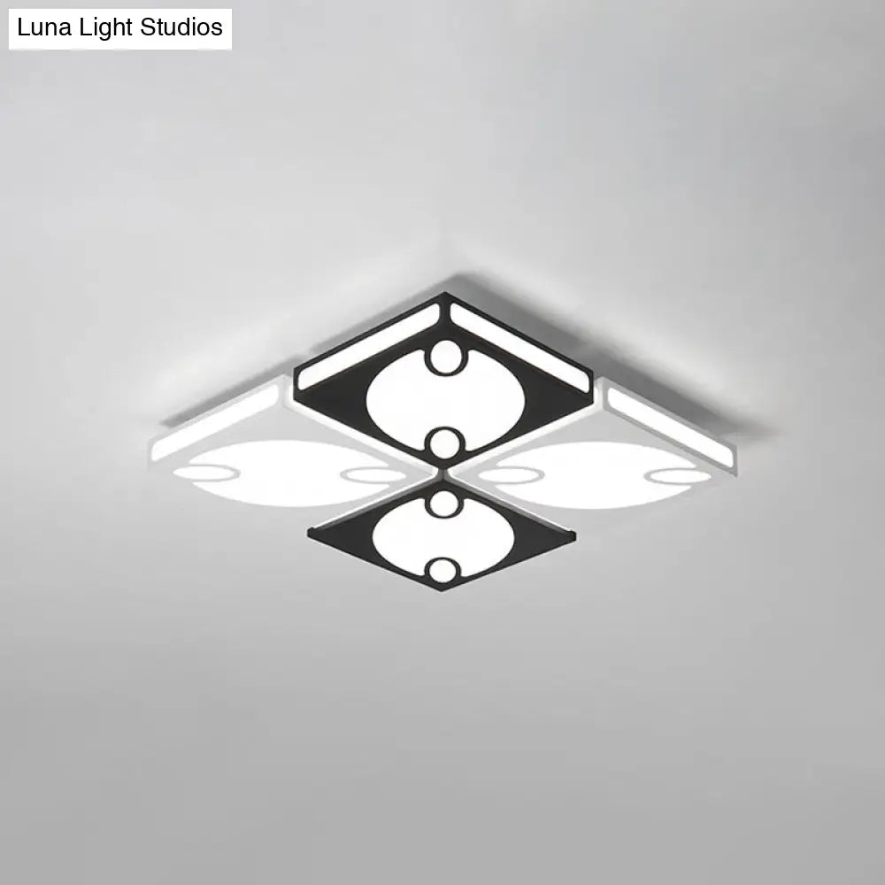 DecorBites™ Contemporary Square Ceiling Mounted Light with Oval Pattern, 19.5"/23.5" W LED Flush Mount Lamp