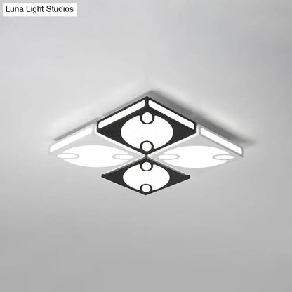 DecorBites™ Contemporary Square Ceiling Mounted Light with Oval Pattern, 19.5"/23.5" W LED Flush Mount Lamp