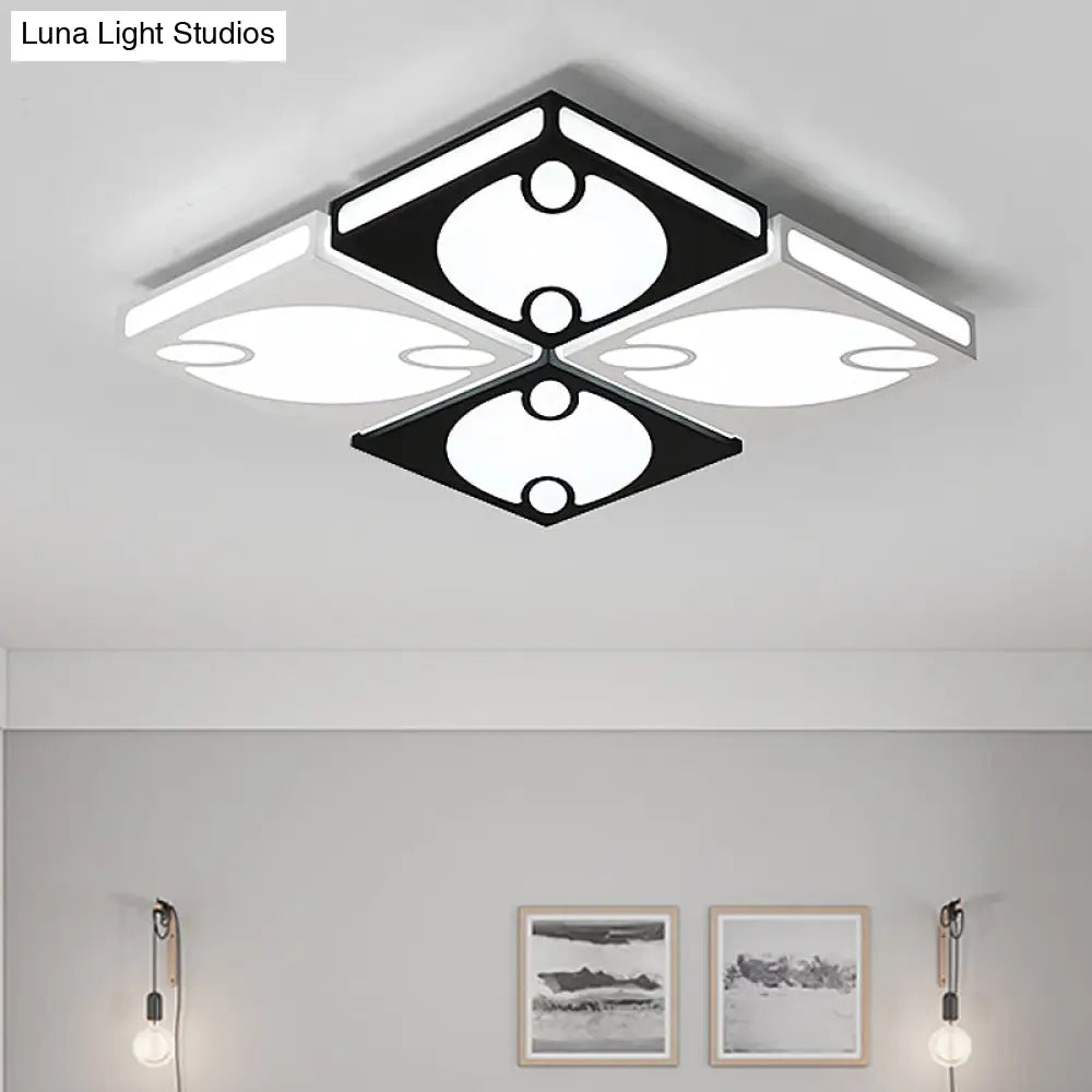 DecorBites™ Contemporary Square Ceiling Mounted Light with Oval Pattern, 19.5"/23.5" W LED Flush Mount Lamp