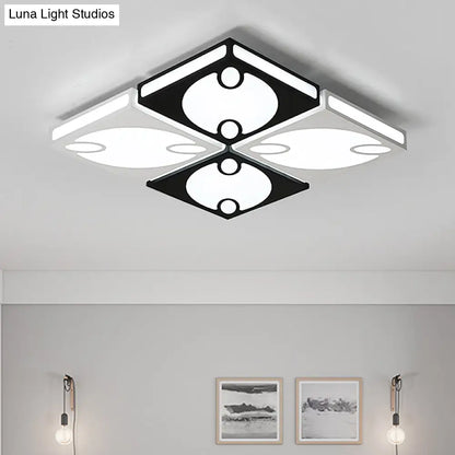 DecorBites™ Contemporary Square Ceiling Mounted Light with Oval Pattern, 19.5"/23.5" W LED Flush Mount Lamp