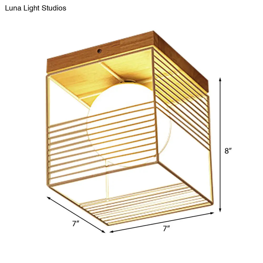 DecorBites™ DecorBites™ Contemporary Square Flush Mount Pendant Light - White/Black, Metal - Ideal for Bedroom Ceiling